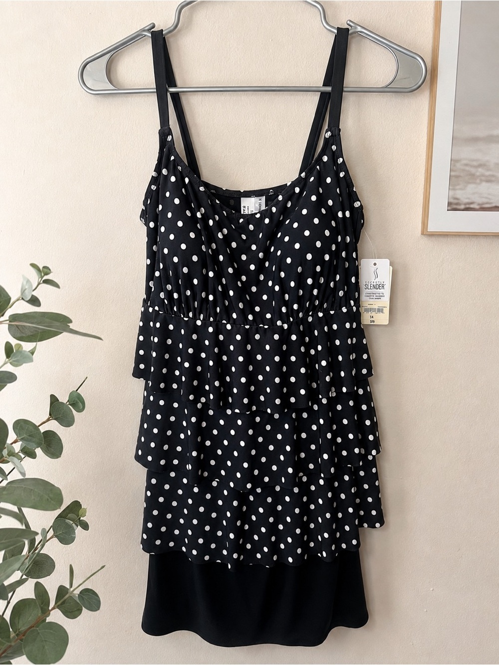 St. John's Bay Black and White Polka Dot One-Piece Swimsuit